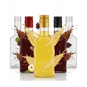 shumee 5x steklenic Wave 200 ml za likerje, vino, sok, olivno olje, steklena steklenica + pokrovček