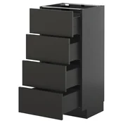 METOD / KNIVSHULT Podni element, 4 fronte/4 ladice, crno-siva/Nickebo mat antracit, 40x37 cm