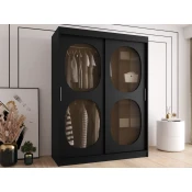 Garderobna omara Hartford 527 (Črna) Črna, 200x150x62cm, Vrata omareVrata omare: Drsna