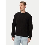 Tommy Jeans Pulover Flag DM0DM23405 Črna Regular Fit