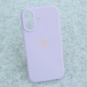 Maska za iPhone 16 Golden Heartbeat ljubicasta