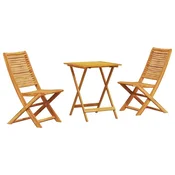 Vidaxl Zložljiv bistro set 3 szt. Rjava Masiven les akacije