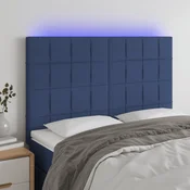 Vidaxl vidaXL Vzglavje postelje z LED modro 144x5x118/128 cm blago