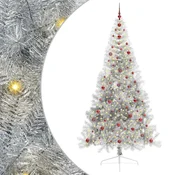 Vidaxl Umjetna preddekorirana božićna jelka srebrna 240 cm PET