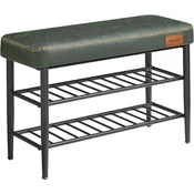 VASAGLE EKHO klop za čevlje, umetno usnje, 135 kg nosilnosti, gozdno zelena, 30 x 80 x 50 cm