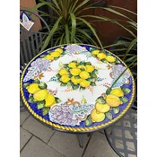 Casa Padrino Luxury Art Nouveau Garden Table Multicolored/Gray A� 70 cm - Round Wrought Iron Garden Table with Lava Stone Table Top - Art Nouveau Garden Furniture - Luxury Quality - Made in Italy