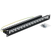 Triton 19 modularni patch panel 1U max. Za 24 trapeznih kamnov, luknja 14,8x17,5 mm, črna