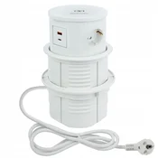 shumee Polnilna vtičnica skrita v mizi, bela, induktivni polnilnik 15W, 2xUSB 16A