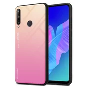 Cadorabo CADORABO Ohišje, združljiv s Huawei v rumeni - roza - dvobarvni zaščitni pokrov iz silikona TPU in hrbta iz kaljenega stekla, (20570047)