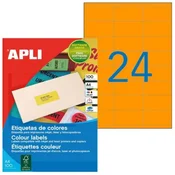 Barvne etikete 70x35mm APLI A4 100 listov fluo oranžne