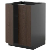 METOD Podni element s policama/2 vrata, Crnosiva/Sinarp smeda, 60x60 cm