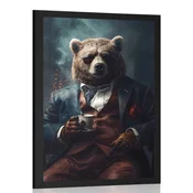 Plakat živalski gangster medved - 40x60 black