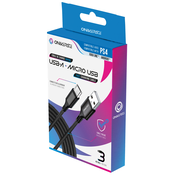 Polnilni kabel Oniverse USB-A na Micro-USB - 3 m, črn (PS4)