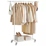 Songmics Oblekalni regal 454x92x160 cm bel