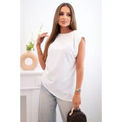 Kesi Włoski Elegant womens blouse with ruffles and asymmetrical cut ecru