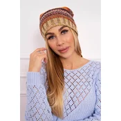 Kesi Cap with fleece Krystyna K207 brown + beige