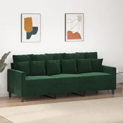 vidaXL Kavč trosed temno zelen 180 cm žamet