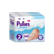 Mesečni paket plenic Pufies Sensitive, velikost 2, 240 kosov, 4-8 kg