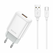 slomart omrežni polnilec 2,4a usb + kabel usb - usb-c jellico eu01 bela