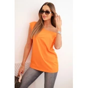 Kesi Womens blouse with one shoulder exposed orange