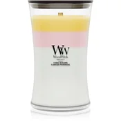 Woodwick Trilogy Floral Blossoms dišeča sveča z lesenim stenjem 610 g