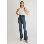 Trendyol Dark Blue High Waist Flare Jeans