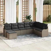 Sjedeća garnitura za vrt 8 kom. Siva poliratan 287,5 x 177,5 x 69 cm