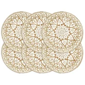 Vidaxl Pogrinjki 6 kosov beli 38 cm okrogli iz jute