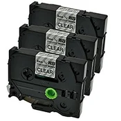 Komplet Brother TZe-S121/TZ-S121/PT/P-Touch 9mm, močnejše lepilo (strong adhesive), kompatibilni trakovi (3) - črn izpis/prozoren trak