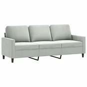 Vidaxl Trosed svetlo siv 180 cm žamet
