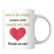 Skodelica Male glave zmore učiti samo veliko srce