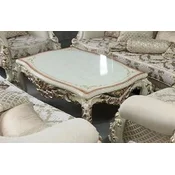 Casa Padrino luxury baroque coffee table white/brown/gold - Magnificent solid wood living room table in baroque style - Luxury living room furniture in baroque style - Baroque furniture