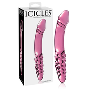 Ciklame br. 57 - dvostrani stakleni dildo oblika penisa (roza)