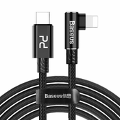 BASEUS MVP Elbow USB Type C napajalnik/kabel za strelo PD 18W 2m črn (CATLMVP-B01)