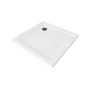 Mexen Flat kvadratna prha slim 80 x 80 cm, bela, črn sifon - 40108080B