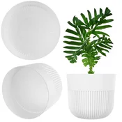 KADAX Cvetlični lonec 11 cm, rebrast, bel, okrogel, iz plastike