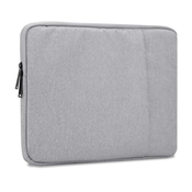 Cadorabo Zaščitna vrečka za prenosnik/tablični računalnik 15,6 palca v sivi barvi - računalniška vrečka prenosnika iz tkanine z žametno oblogo in predelkom z zadrgo proti praskanju, (20622059)