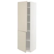 METOD Visoki element s policama/2 vrata, bela/Havstorp bež, 60x60x200 cm
