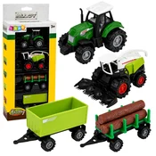Set kmetijskih strojev: traktor, sejalnik, prikolica za drva (1:68, 4 kosi)