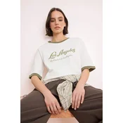 Trendyol Majica oliva/bela
