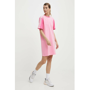 Pamučna haljina adidas boja: ružičasta, mini, oversize, IR6055