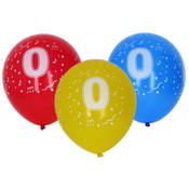 Balon na napuhavanje 30cm - set od 5 komada, sa brojem 0