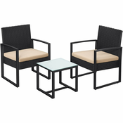 Songmics Vrtni komplet pohištva Miza in 2 stola 53x575x76 cm Črna
