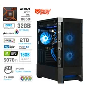 Računalnik MEGA MT S8 R7-7800X3D/RTX5070Ti/32GB-DDR5/2TB/750W/Brez OS/črna RGB + Estetski napajalni kabli [Svetlo modra/Črna]