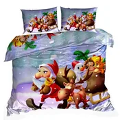 shumee 3D bombažna satenasta posteljnina 140x200cm Božiček z zvončkom