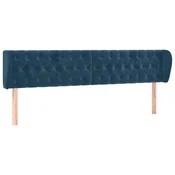Vidaxl Vzglavje z ušesi temno modro 183x23x78/88 cm žamet