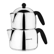 Double Turkish teapot, stainless steel, 1.8L/3.2L, Orbit - Korkmaz
