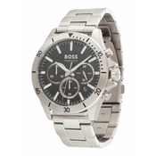 BOSS Black Analogna ura 44MM/CHRONO/5BAR/SS CASE/BLACK DIAL/SS B, srebrna