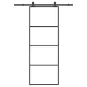 Klizna vrata s priborom 76 x 205 cm od ESG stakla i aluminija