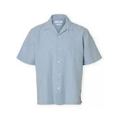 Selected Noos RlxClay Linen Shirt - Dusty Blue/White Modra
